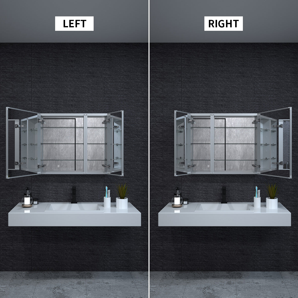 Niveal LUMCA Series Rectangular Aluminum Recessed/Surface Mount Medicine Cabinet with Mirror MMC-3026SV6