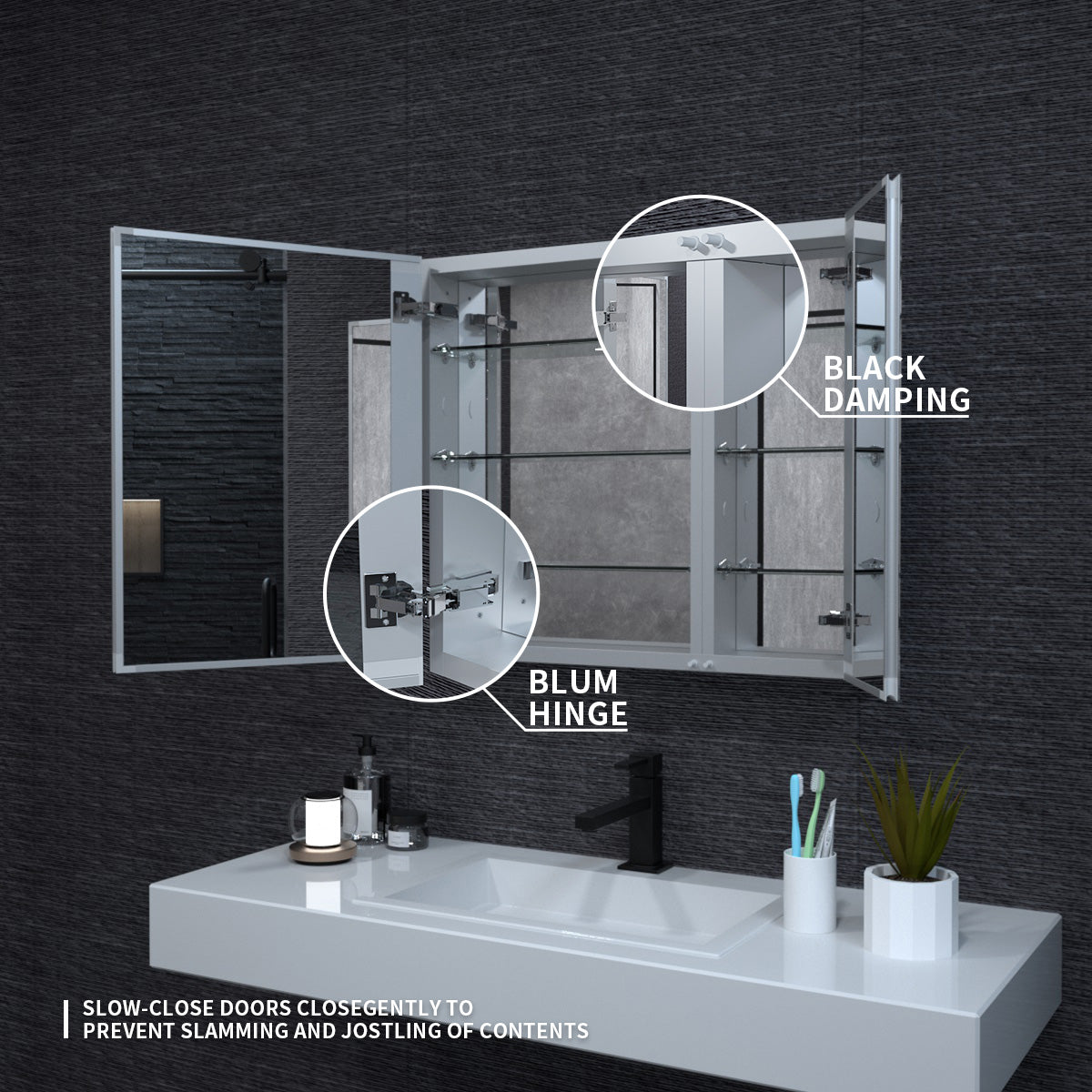 Niveal LUMCA Series Rectangular Aluminum Recessed/Surface Mount Medicine Cabinet with Mirror MMC-3026SV7