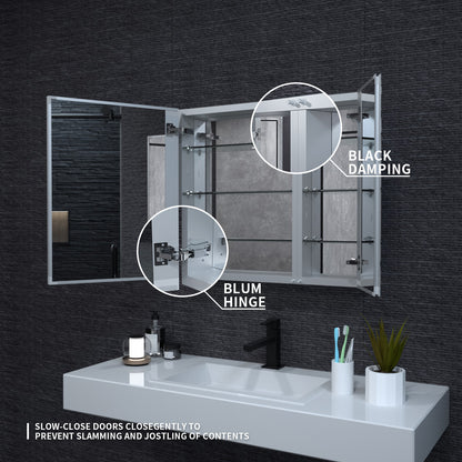 Niveal LUMCA Series Rectangular Aluminum Recessed/Surface Mount Medicine Cabinet with Mirror MMC-3026SV7