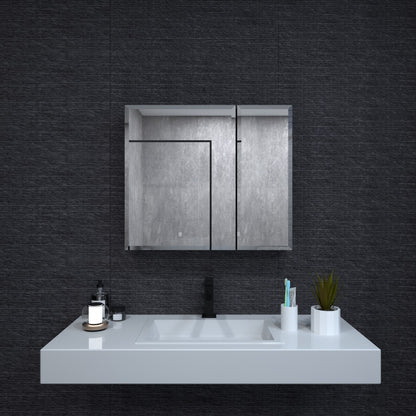 Niveal LUMCA Series Rectangular Aluminum Recessed/Surface Mount Medicine Cabinet with Mirror MMC-3026SV9