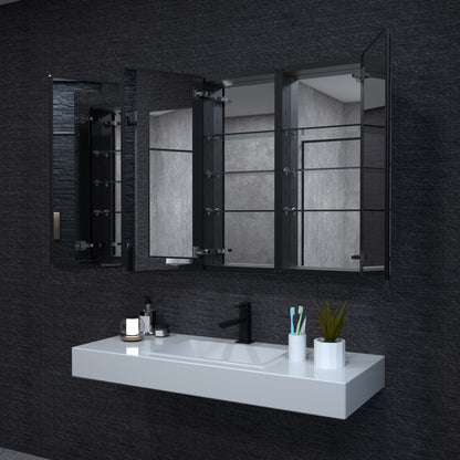 Niveal LUMCA Series Rectangular Aluminum Recessed/Surface Mount Medicine Cabinet with Mirror MMC-4836MB10