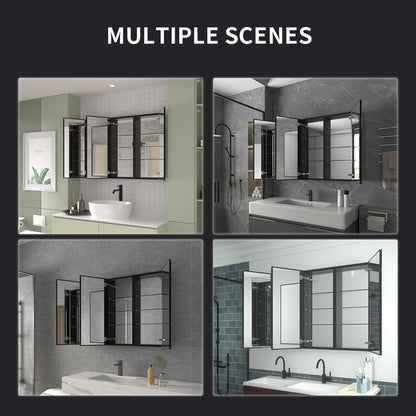 Niveal LUMCA Series Rectangular Aluminum Recessed/Surface Mount Medicine Cabinet with Mirror MMC-4836MB11