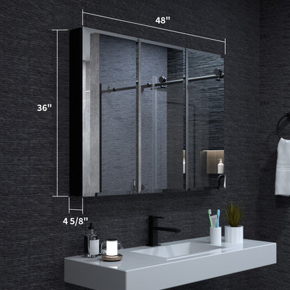 Niveal LUMCA Series Rectangular Aluminum Recessed/Surface Mount Medicine Cabinet with Mirror MMC-4836MB3