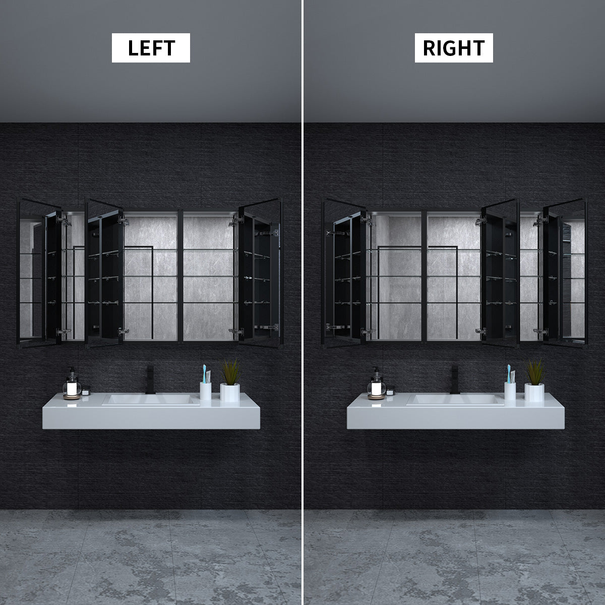 Niveal LUMCA Series Rectangular Aluminum Recessed/Surface Mount Medicine Cabinet with Mirror MMC-4836MB6