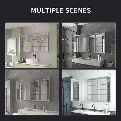 Niveal LUMCA Series Rectangular Aluminum Recessed/Surface Mount Medicine Cabinet with Mirror MMC-4836SV11