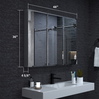 Niveal LUMCA Series Rectangular Aluminum Recessed/Surface Mount Medicine Cabinet with Mirror MMC-4836SV3