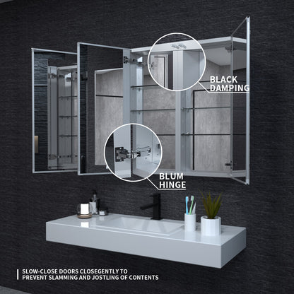 Niveal LUMCA Series Rectangular Aluminum Recessed/Surface Mount Medicine Cabinet with Mirror MMC-4836SV7