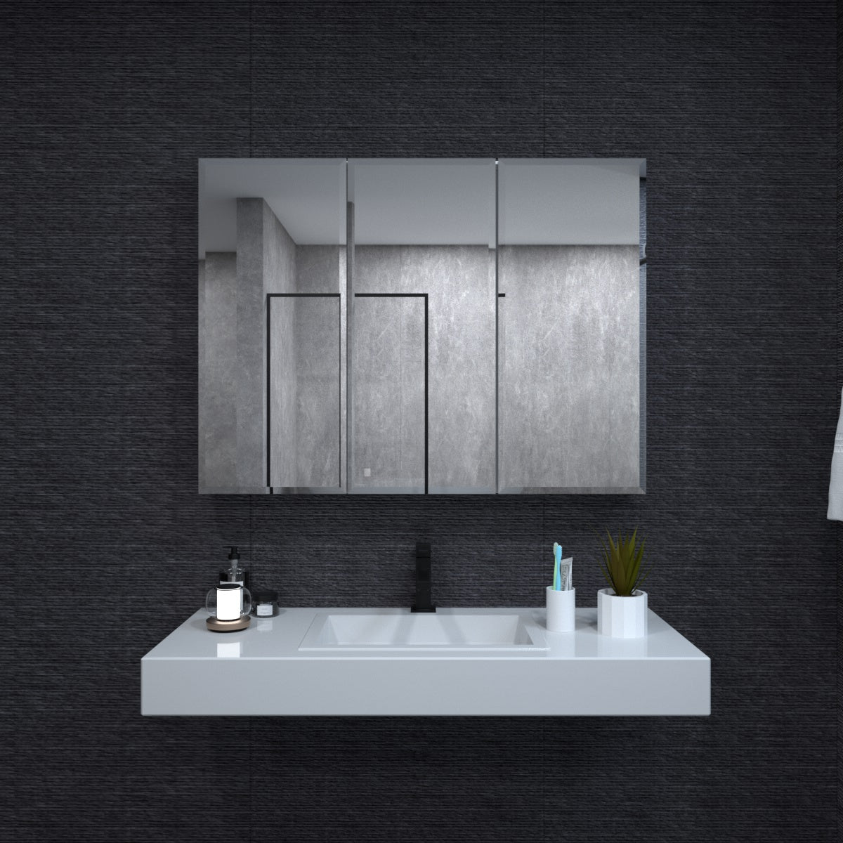 Niveal LUMCA Series Rectangular Aluminum Recessed/Surface Mount Medicine Cabinet with Mirror MMC-4836SV9