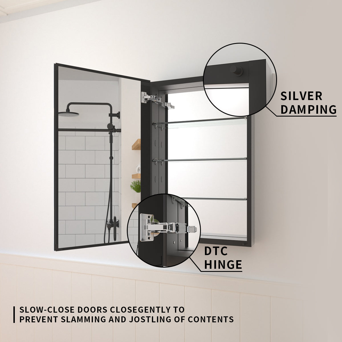 TaiMei 19 in. x 30 in. Frameless Recessed or Surface-Mount Beveled Single Mirror Bathroom Medicine Cabinet MMCBL-1930-05