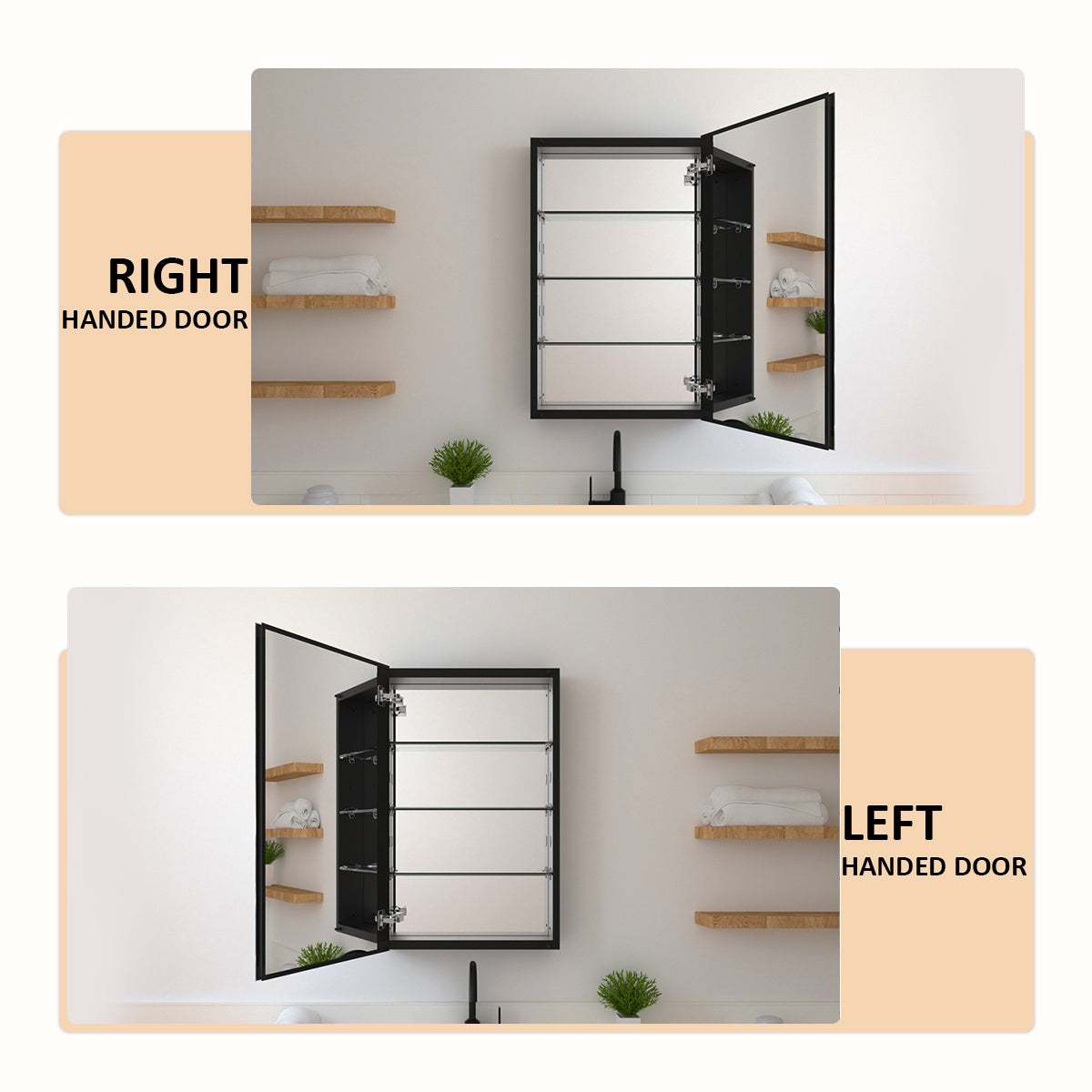 TaiMei 19 in. x 30 in. Frameless Recessed or Surface-Mount Beveled Single Mirror Bathroom Medicine Cabinet MMCBL-1930-06