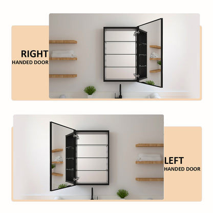 TaiMei 19 in. x 30 in. Frameless Recessed or Surface-Mount Beveled Single Mirror Bathroom Medicine Cabinet MMCBL-1930-06