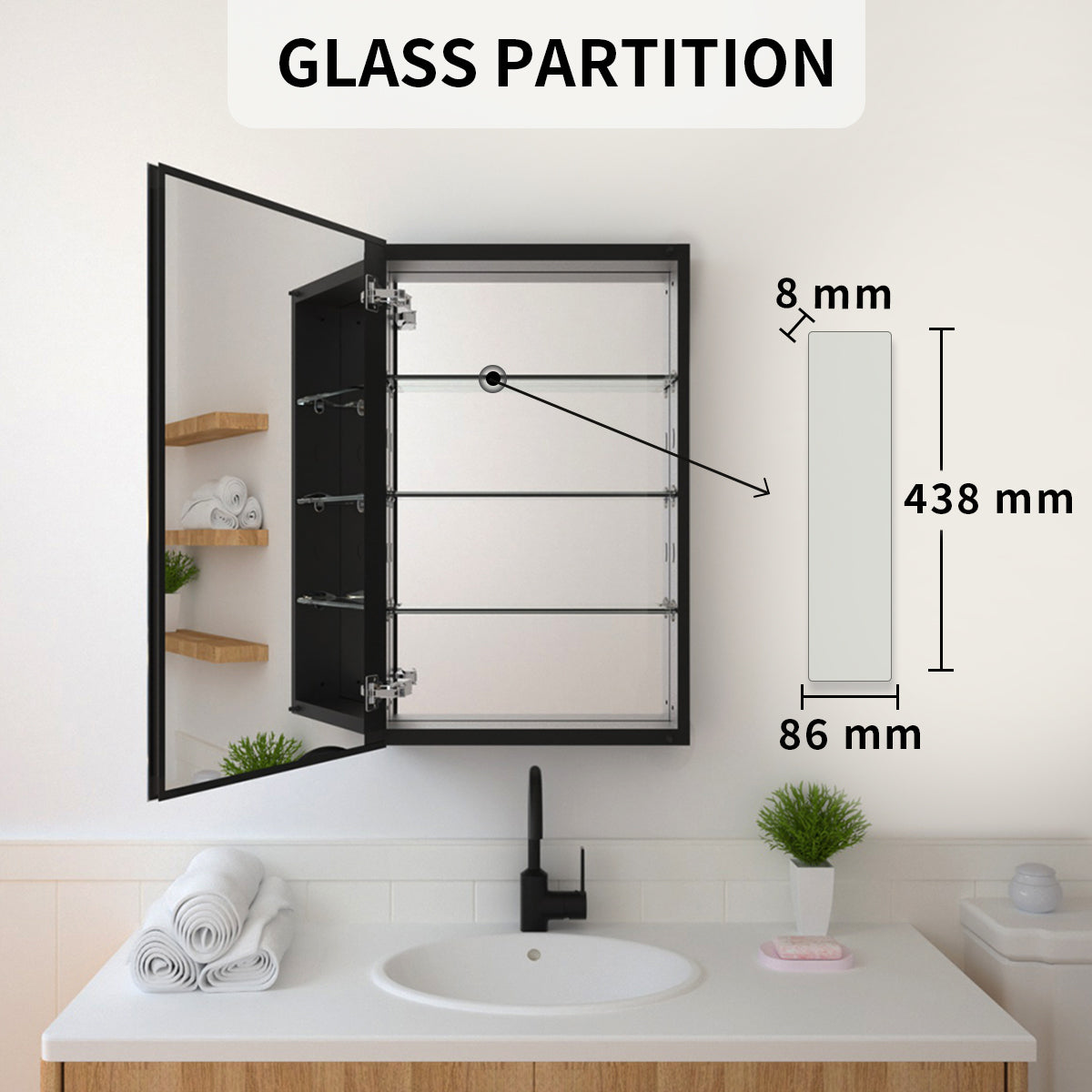 TaiMei 19 in. x 30 in. Frameless Recessed or Surface-Mount Beveled Single Mirror Bathroom Medicine Cabinet MMCBL-1930-10