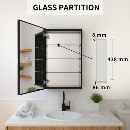 TaiMei 19 in. x 30 in. Frameless Recessed or Surface-Mount Beveled Single Mirror Bathroom Medicine Cabinet MMCBL-1930-10