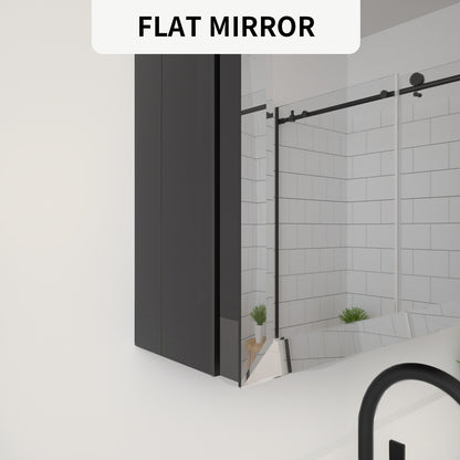 TaiMei 19 in. x 30 in. Frameless Recessed or Surface-Mount Beveled Single Mirror Bathroom Medicine Cabinet MMCBL-1930-11
