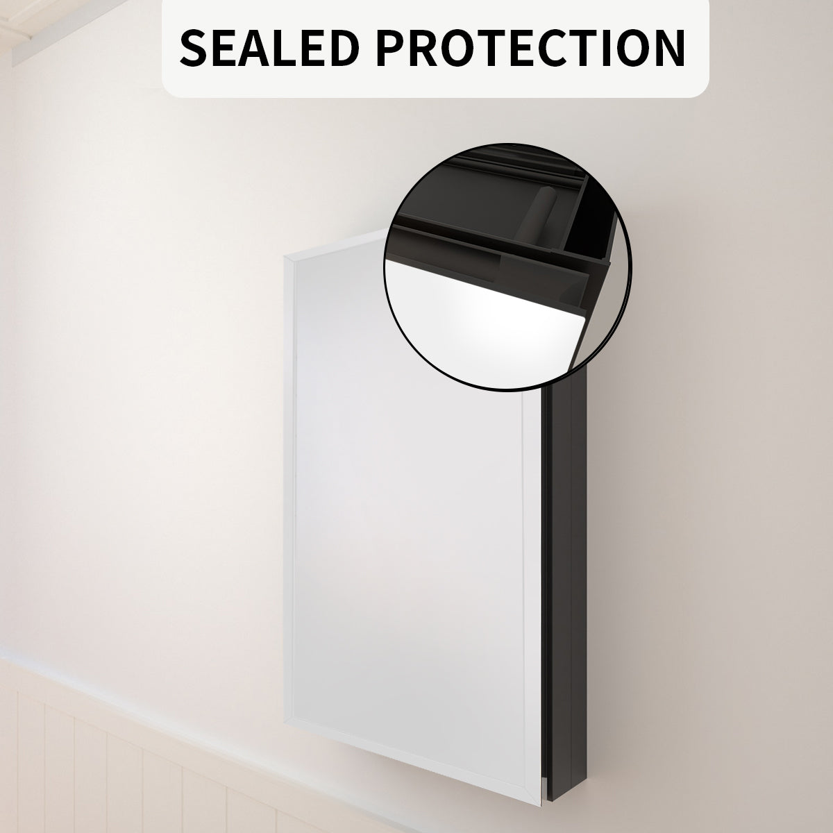 TaiMei 19 in. x 30 in. Frameless Recessed or Surface-Mount Beveled Single Mirror Bathroom Medicine Cabinet MMCBL-1930-12