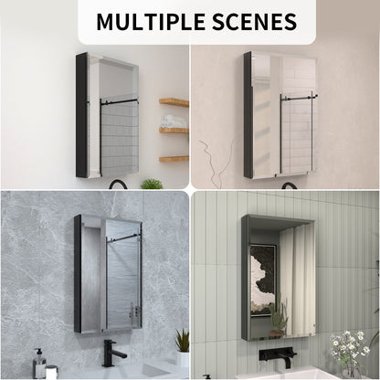 TaiMei 19 in. x 30 in. Frameless Recessed or Surface-Mount Beveled Single Mirror Bathroom Medicine Cabinet MMCBL-1930-14
