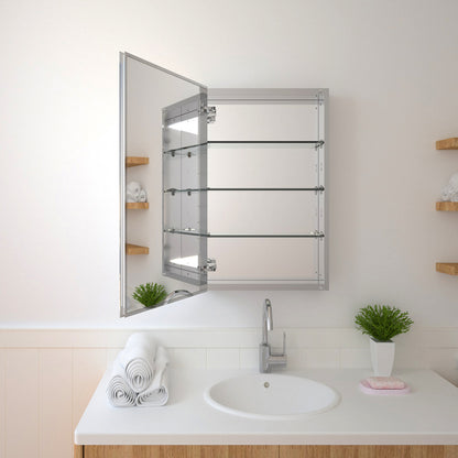 TaiMei 19 in. x 30 in. Frameless Recessed or Surface-Mount Beveled Single Mirror Bathroom Medicine Cabinet MMCSV-1930-02