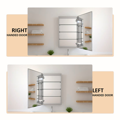 TaiMei 19 in. x 30 in. Frameless Recessed or Surface-Mount Beveled Single Mirror Bathroom Medicine Cabinet MMCSV-1930-06