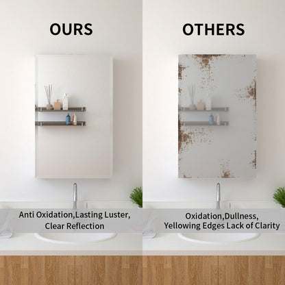 TaiMei 19 in. x 30 in. Frameless Recessed or Surface-Mount Beveled Single Mirror Bathroom Medicine Cabinet MMCSV-1930-08