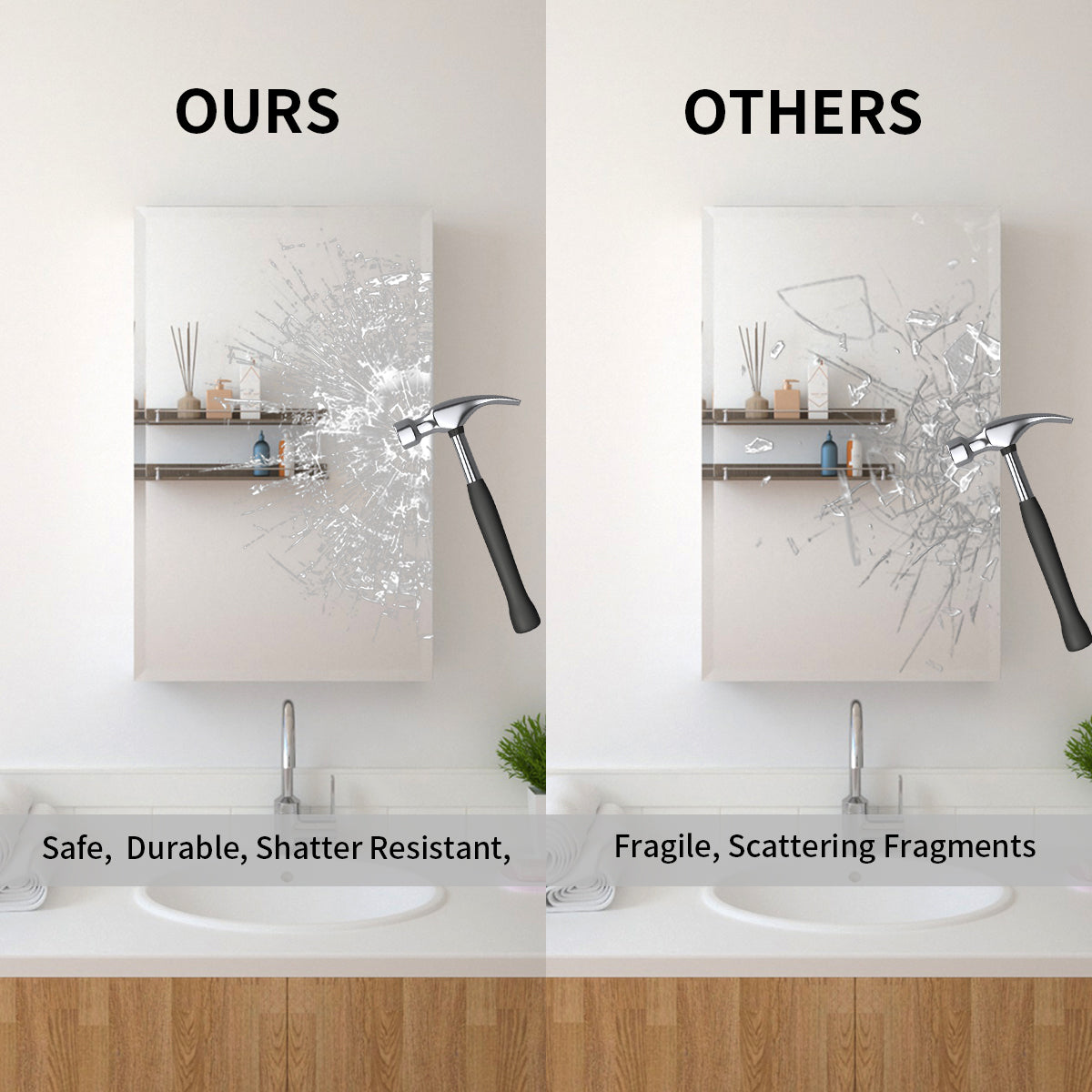 TaiMei 19 in. x 30 in. Frameless Recessed or Surface-Mount Beveled Single Mirror Bathroom Medicine Cabinet MMCSV-1930-09
