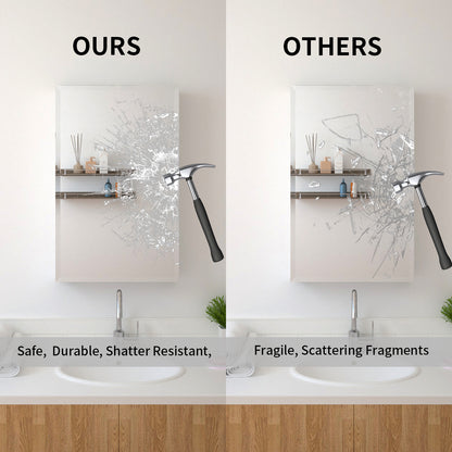 TaiMei 19 in. x 30 in. Frameless Recessed or Surface-Mount Beveled Single Mirror Bathroom Medicine Cabinet MMCSV-1930-09