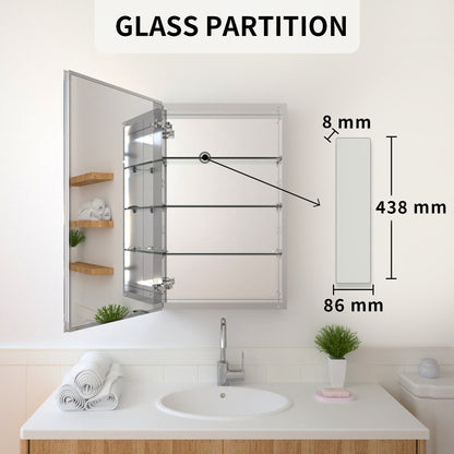 TaiMei 19 in. x 30 in. Frameless Recessed or Surface-Mount Beveled Single Mirror Bathroom Medicine Cabinet MMCSV-1930-10