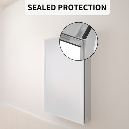 TaiMei 19 in. x 30 in. Frameless Recessed or Surface-Mount Beveled Single Mirror Bathroom Medicine Cabinet MMCSV-1930-12