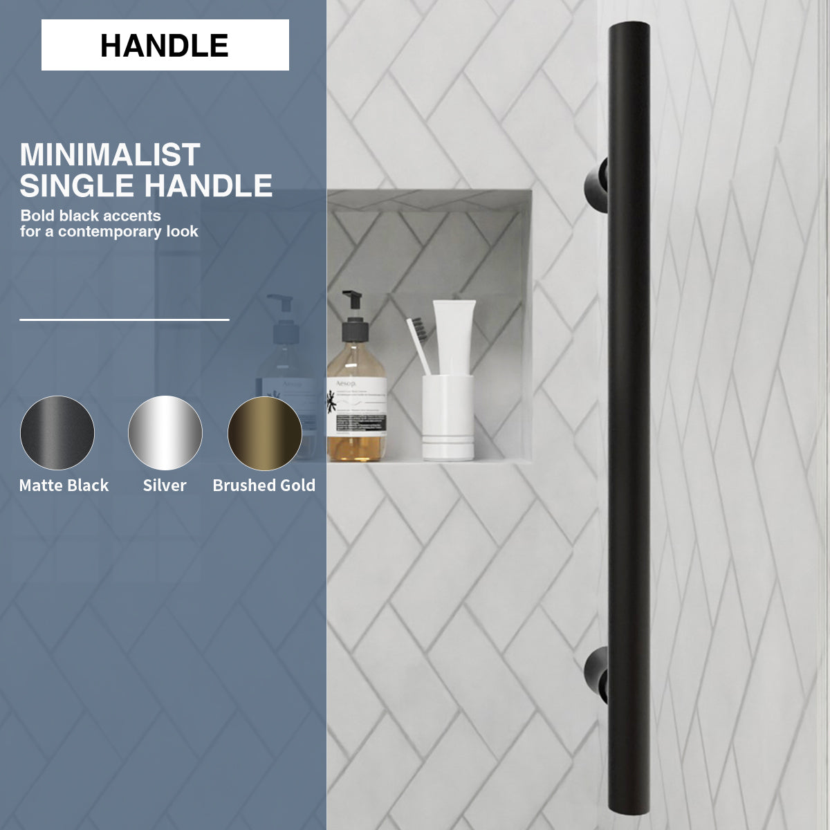 TaiMei Opal 60 in. W x 56 in. H Sliding Frameless Tub Door with Clear Glass and Handles MS-001-6060-BL02
