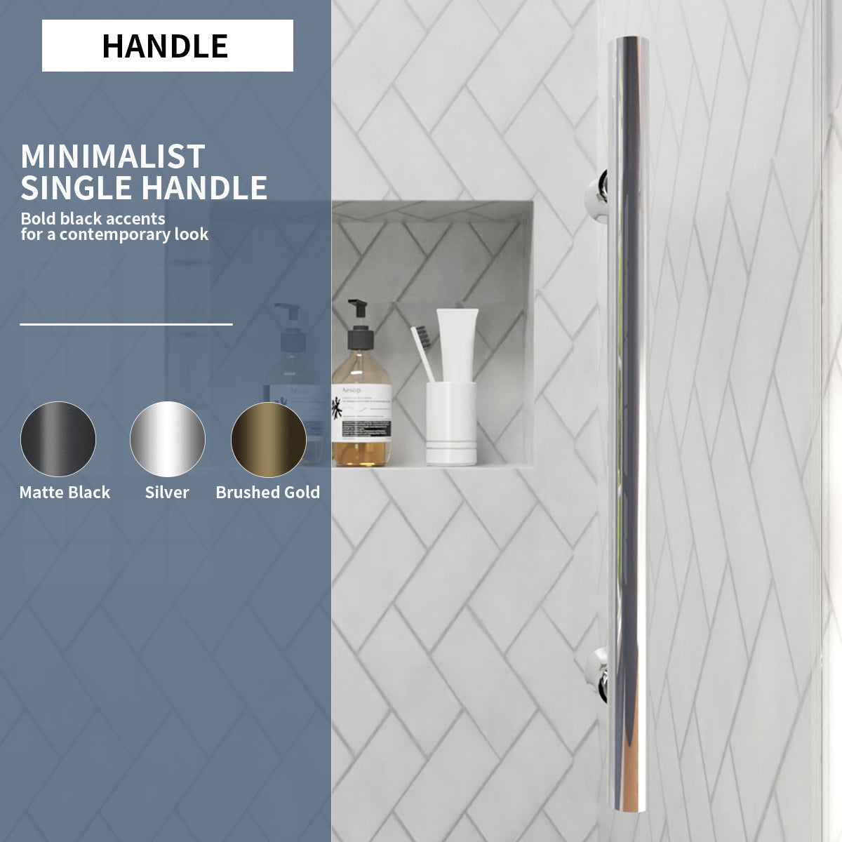 TaiMei Opal 60 in. W x 56 in. H Sliding Frameless Tub Door with Clear Glass and Handles MS-001-6060-SV02