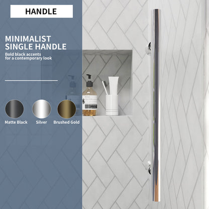 TaiMei Opal 60 in. W x 56 in. H Sliding Frameless Tub Door with Clear Glass and Handles MS-001-6060-SV02