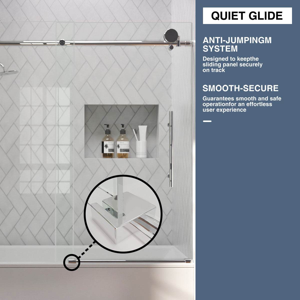 TaiMei Opal 60 in. W x 56 in. H Sliding Frameless Tub Door with Clear Glass and Handles MS-001-6060-SV07