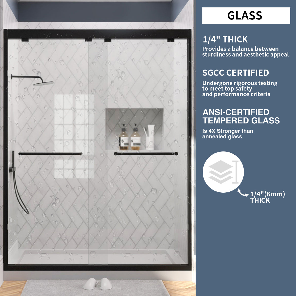 TaiMei Nexis 60 in. W x 76 in. H Sliding Framed Shower Door  with Clear Glass