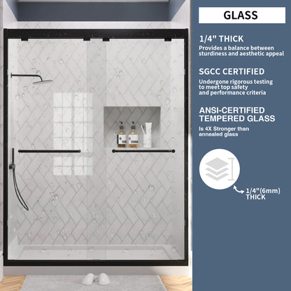 TaiMei Nexis 60 in. W x 76 in. H Sliding Framed Shower Door  with Clear Glass