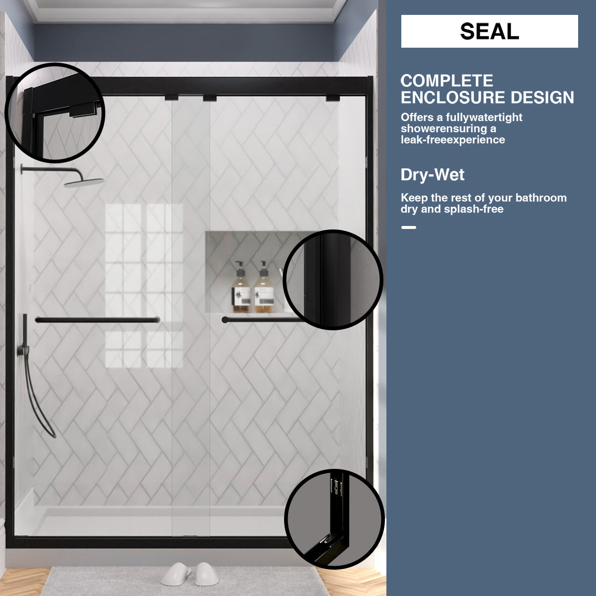 TaiMei Nexis 60 in. W x 76 in. H Sliding Framed Shower Door  with Clear Glass