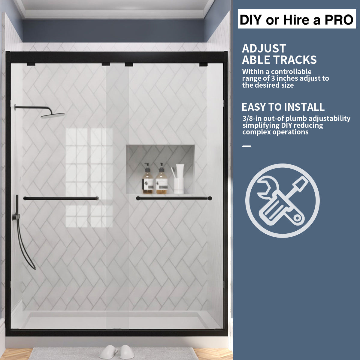 TaiMei Nexis 60 in. W x 76 in. H Sliding Framed Shower Door  with Clear Glass