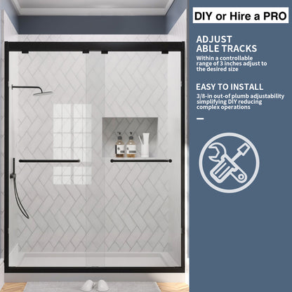 TaiMei Nexis 60 in. W x 76 in. H Sliding Framed Shower Door  with Clear Glass