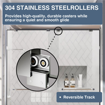 TaiMei Nexis 60 in. W x 76 in. H Sliding Framed Shower Door  with Clear Glass