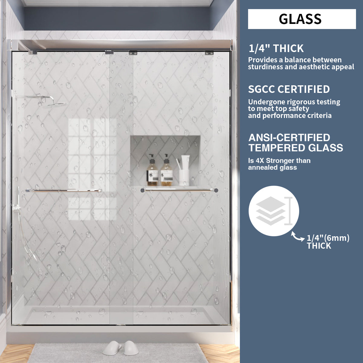 TaiMei Nexis 60 in. W x 76 in. H Sliding Framed Shower Door  with Clear Glass