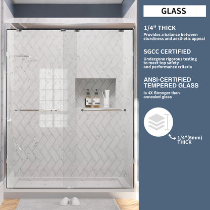 TaiMei Nexis 60 in. W x 76 in. H Sliding Framed Shower Door  with Clear Glass