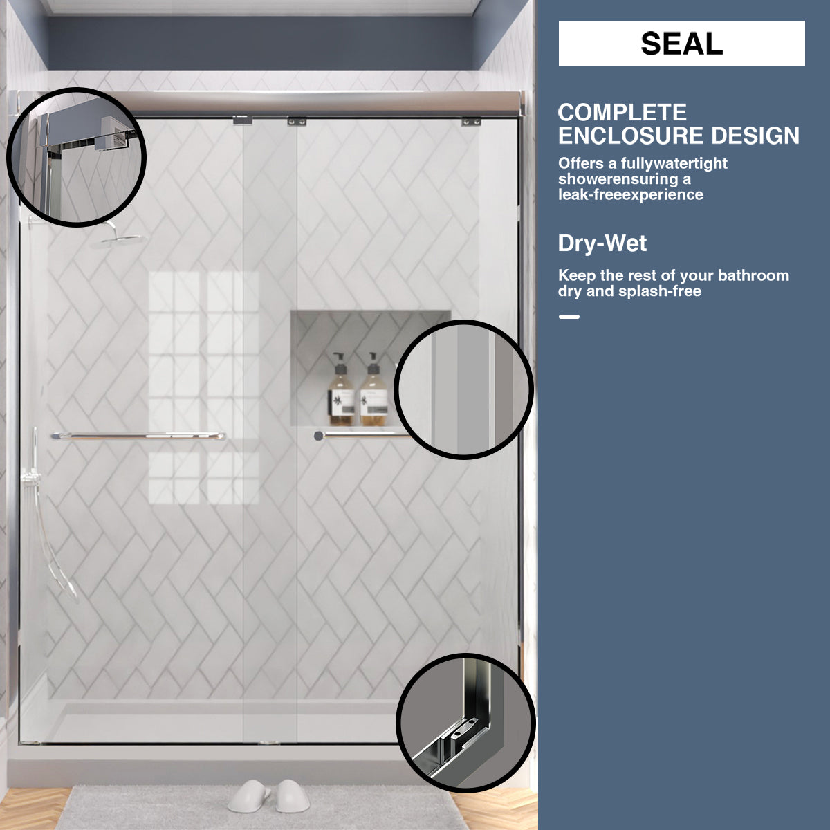 TaiMei Nexis 60 in. W x 76 in. H Sliding Framed Shower Door  with Clear Glass