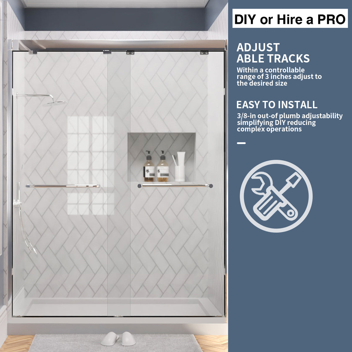 TaiMei Nexis 60 in. W x 76 in. H Sliding Framed Shower Door  with Clear Glass