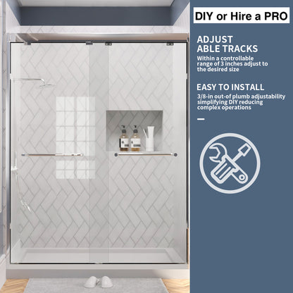TaiMei Nexis 60 in. W x 76 in. H Sliding Framed Shower Door  with Clear Glass