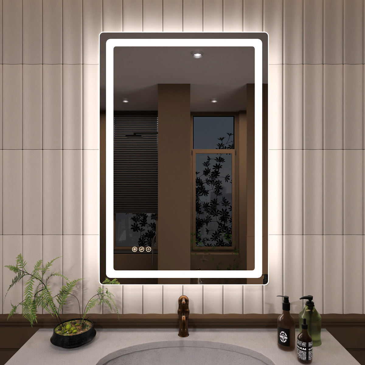 TaiMei LED Bathroom Vanity Mirror Round Corner Anti-Fog Brightness Adjustable High-Definition ETL Certified