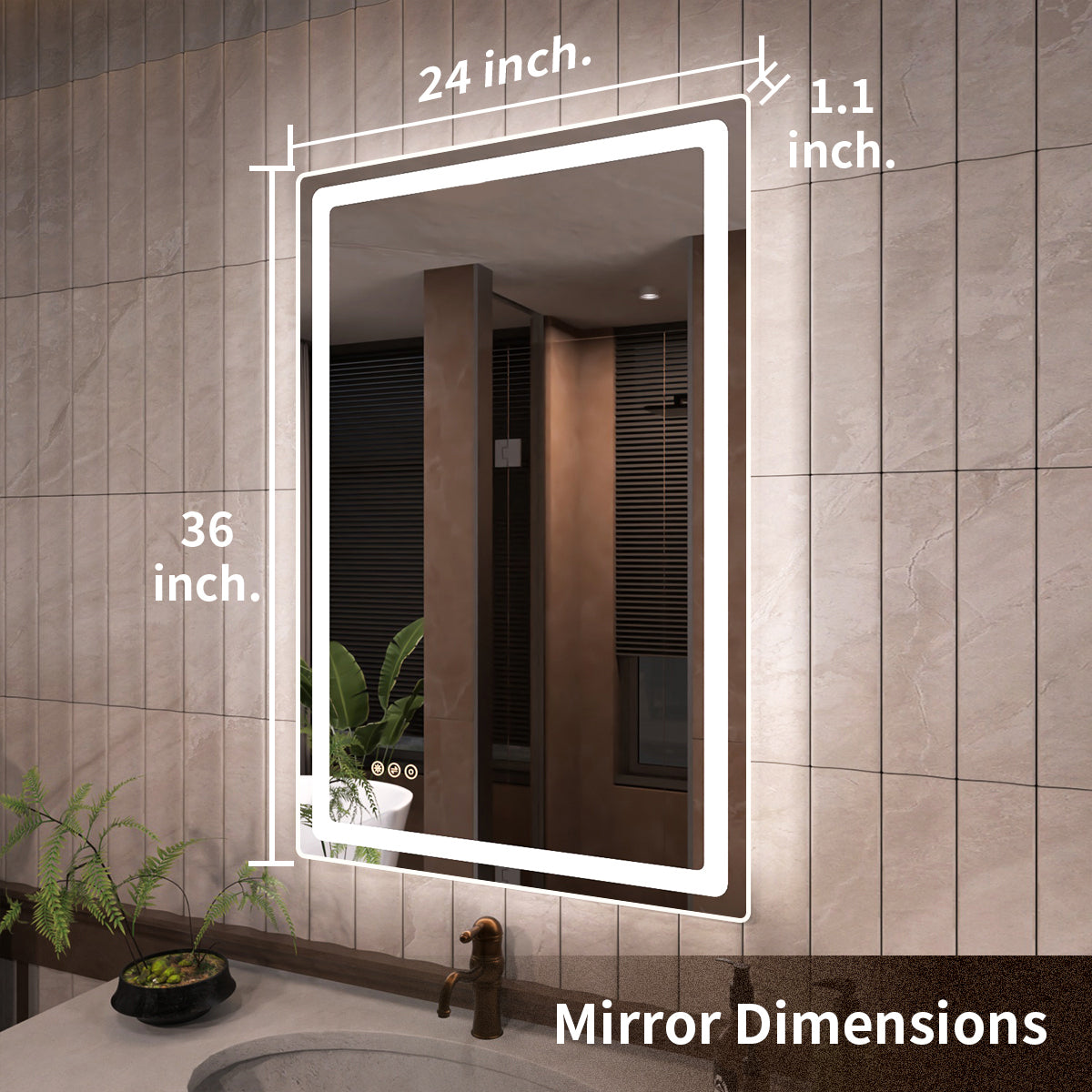 TaiMei LED Bathroom Vanity Mirror Round Corner Anti-Fog Brightness Adjustable High-Definition ETL Certified