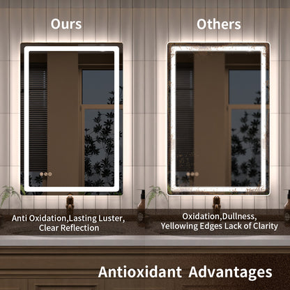 TaiMei LED Bathroom Vanity Mirror Round Corner Anti-Fog Brightness Adjustable High-Definition ETL Certified