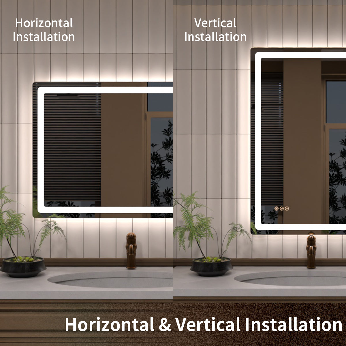 TaiMei LED Bathroom Vanity Mirror Round Corner Anti-Fog Brightness Adjustable High-Definition ETL Certified