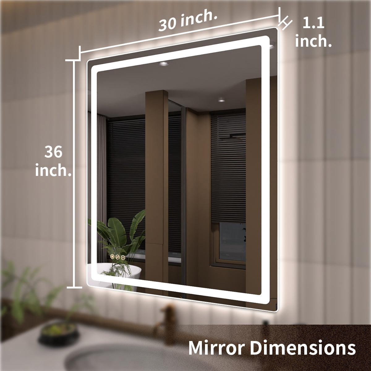 TaiMei LED Bathroom Vanity Mirror Round Corner Anti-Fog Brightness Adjustable High-Definition ETL Certified