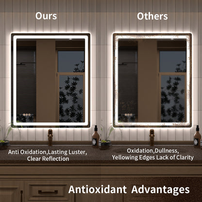 TaiMei LED Bathroom Vanity Mirror Round Corner Anti-Fog Brightness Adjustable High-Definition ETL Certified