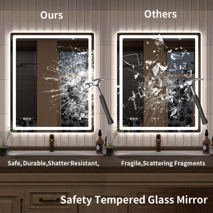 TaiMei LED Bathroom Vanity Mirror Round Corner Anti-Fog Brightness Adjustable High-Definition ETL Certified