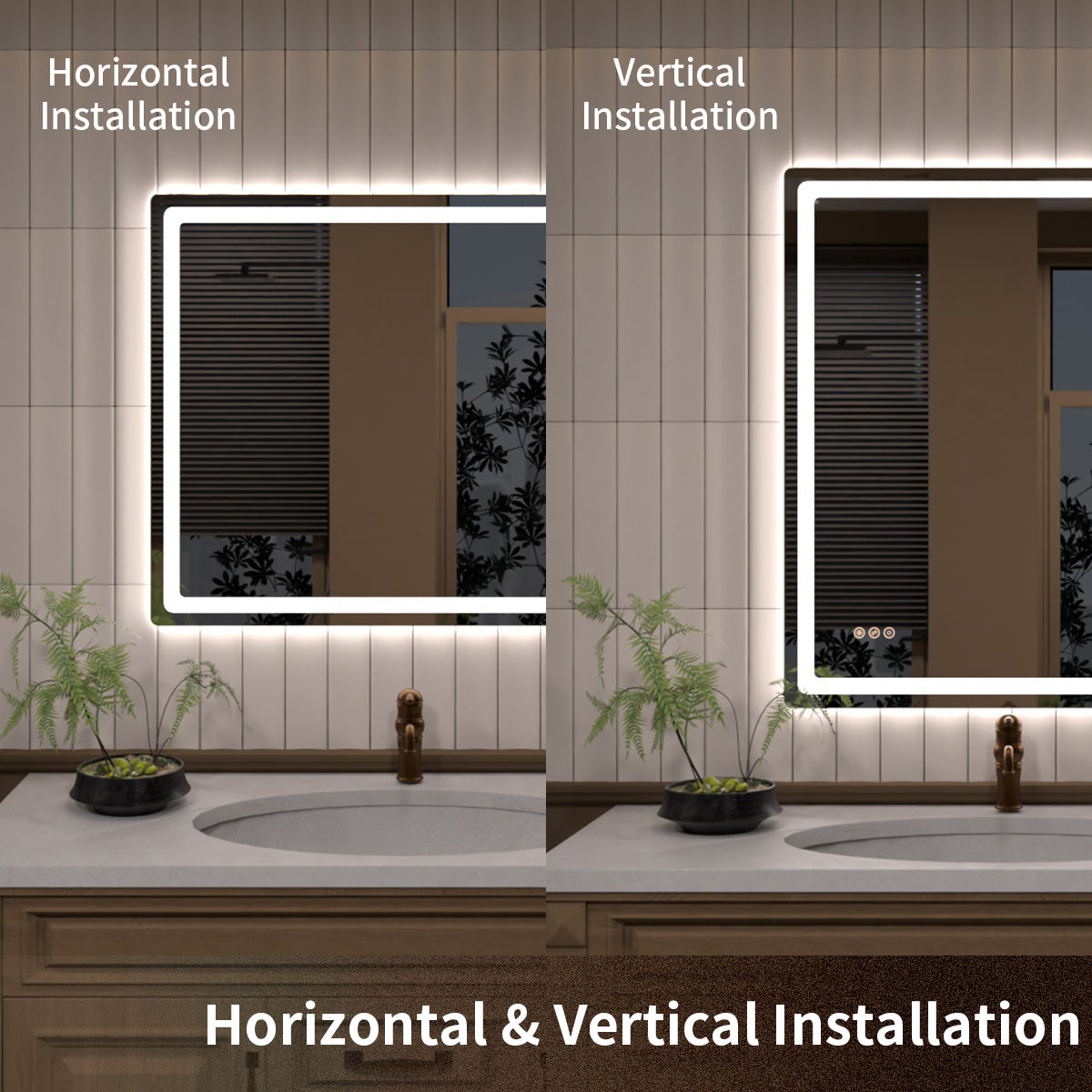 TaiMei LED Bathroom Vanity Mirror Round Corner Anti-Fog Brightness Adjustable High-Definition ETL Certified